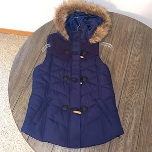 Navy blue vest with hood